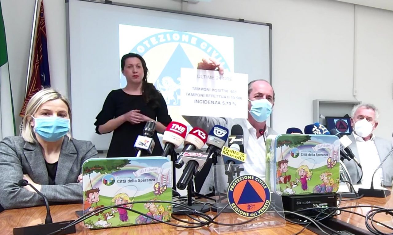 Covid, Zaia: “Cresce l’indice Rt, apertura scuole pesa sui contagi” | +603 positivi | Dati 1 marzo 2021