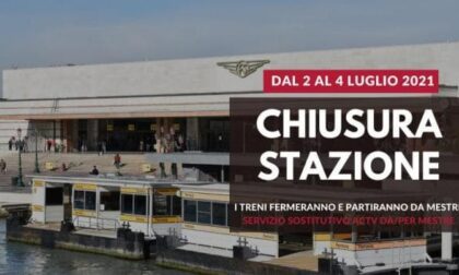 Dalle 23 di oggi, venerdì 2 luglio 2021, stop ai treni sulla tratta Venezia Mestre – Venezia S. Lucia