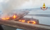 Isola Verde Chioggia, il video e le foto dell'incendio sterpaglie visto dall'elicottero Drago 81