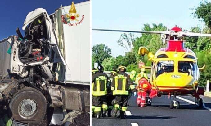 Incidente lungo l’A4 tra Portogruaro e San Stino, camionista resta incastrato tra le lamiere: è grave