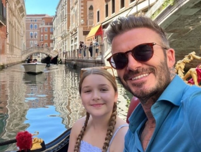 David Beckham in vacanza a Venezia con la figlia Harper