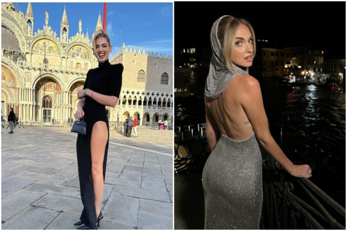 Chiara Ferragni sceglie Venezia per il suo ritorno social: dal look total black (con uno spacco vertiginoso) all’abito scintillante