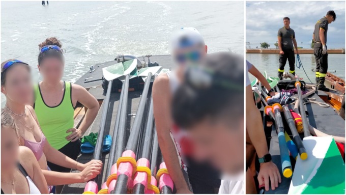 Barca a remi si rovescia vicino a ponte della Libertà, nove ragazzi finiti in acqua