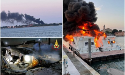 Prima l'esplosione, poi l'incendio: due houseboat in fiamme a Murano
