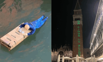 Gli attivisti hanno illuminato il campanile di San Marco per Bezos