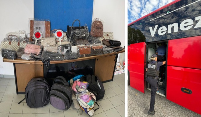 Jesolo, maxi sequestro contro il commercio abusivo: fermati autobus e auto all’alba