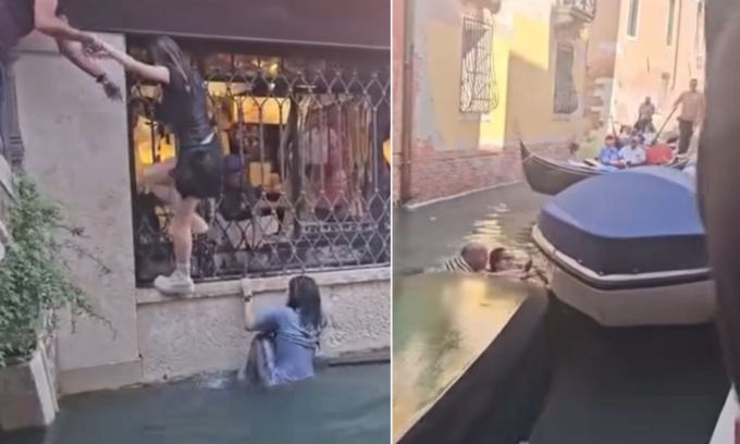 Gondola si rovescia a Venezia, turisti e gondoliere finiscono in acqua
