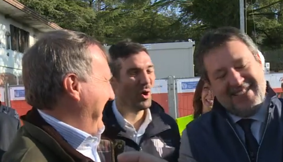 Brugnaro e Salvini in cantiere