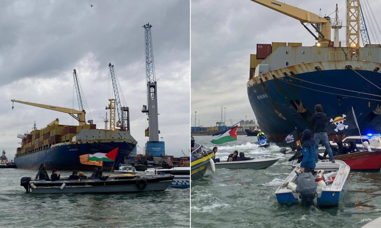 Una “mini-Flotilla” ha cercato di bloccare nel porto di Venezia una nave cargo diretta in Israele