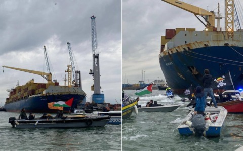 Una “mini-Flotilla” ha cercato di bloccare nel porto di Venezia una nave cargo diretta in Israele