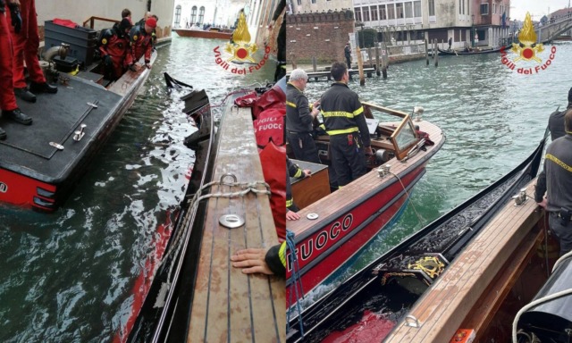 Battello Alilaguna in avaria urta due gondole al Ponte di Rialto: otto persone finiscono in acqua
