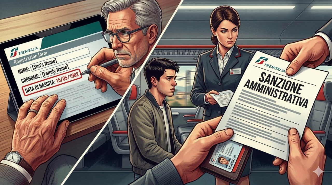 Data di nascita sbagliata sull’abbonamento Trenitalia: multa da quasi 500 euro